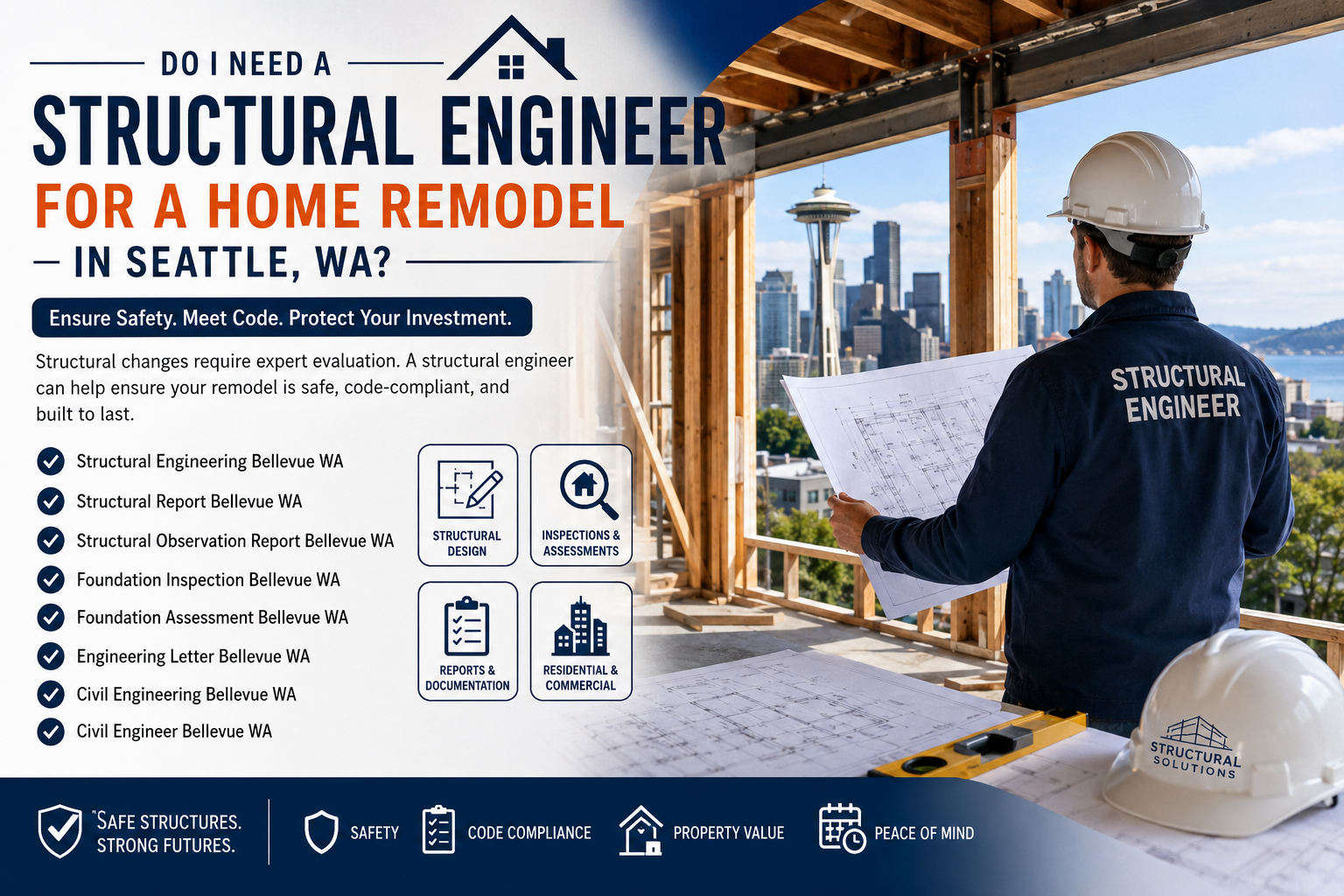 Structural engineer reviewing home remodel plans in Seattle WA